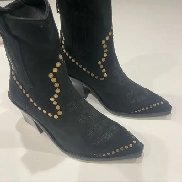 Zadig & Voltaire Cara High Suede studded ankle boots  New - Picture 11 of 13